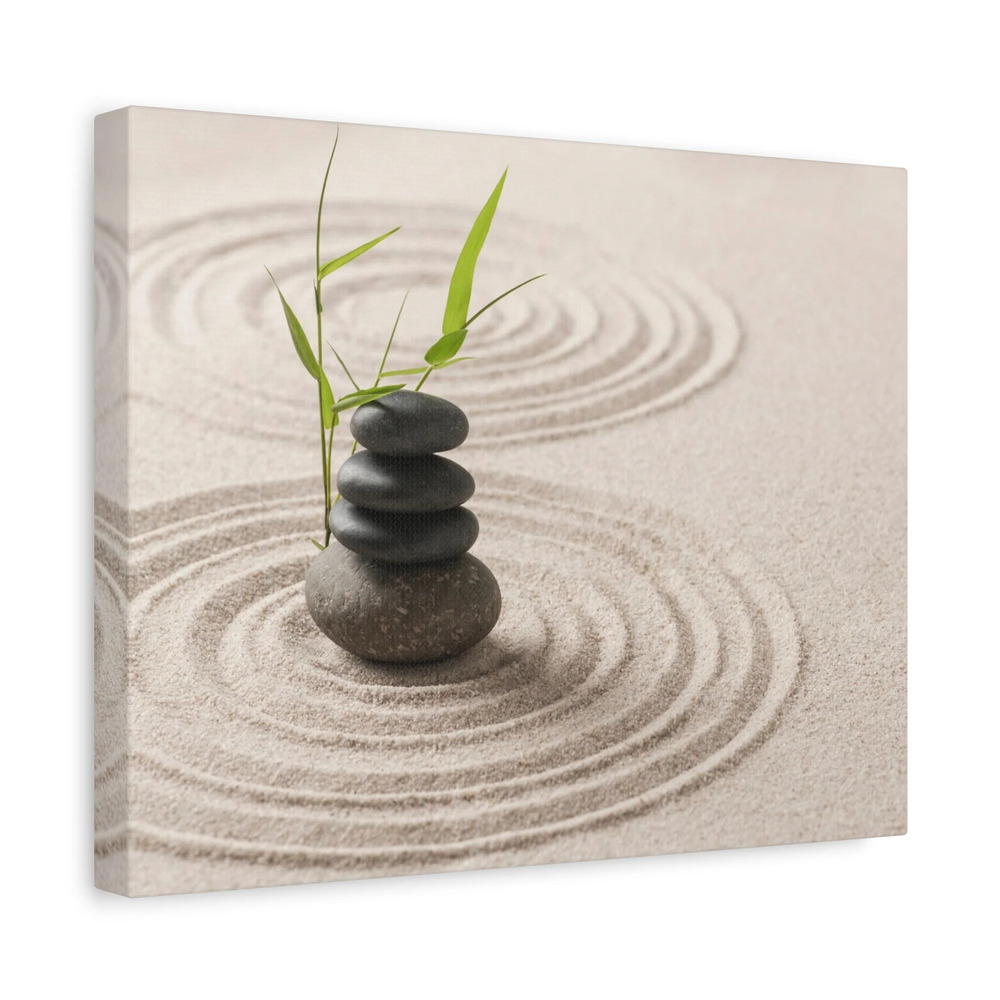 Zen Stones Sand Forest Floral Nature Photography Canvas Wall Art for Home Decor